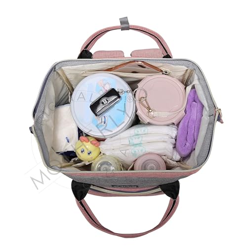 motherly Stylish Babies Diaper Bags for Mothers for Travel | 6 Month Warranty (Gray and Pink)