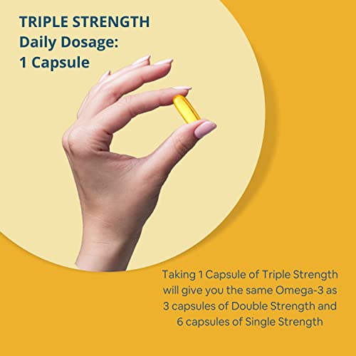 Carbamide Forte Triple Strength Omega 3 Fish Oil Capsules with 495 mg EPA & 330 mg DHA | 90 Softgel Capsules | Supports Heart, Joints and Skin