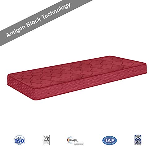 Coirfit 5 Inch Single Size Foam Mattress (Maroon, 78x30x5)