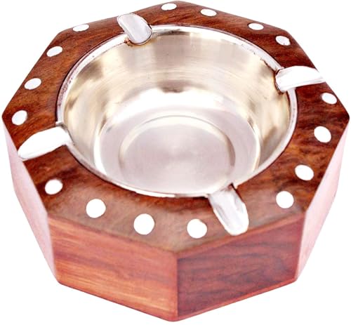 MM Crafts Colletion Hexagon shape Elegant Wooden Ashtray Enhancing Your Smoking Experience in Style Brown Hight quality Wooden Ashtray.