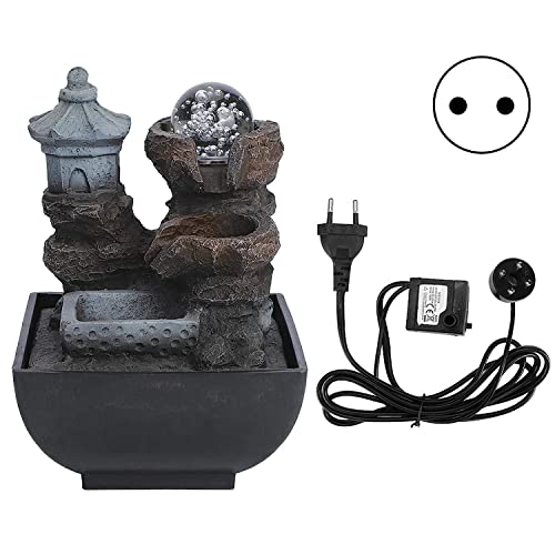 Set of 2 Desktop Fountain, Submersible Pump Led Desktop Fountain Stable and Durable with Led Light for Home Office for Desktop Decoration(Model: 9111)