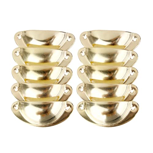 MYADDICTION 10 x Shell Shaped Antique Door Cabinet Drawer Box Bin Handle Cup Pull Golden