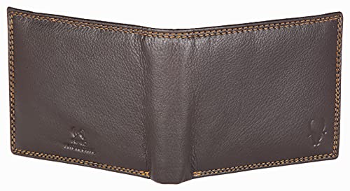 WildHorn Brown Leather Wallet for Men I 8 Credit Card Slots I 2 Currency Compartments I 1 Coin Pocket I 1 Transparent ID Window