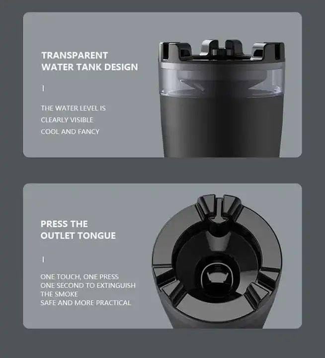 BLINE Ashtray with Water Tank Outdoor Portable Smell Proof Smokeless Ash Tray for Car Indoor Courtyard Terrace Desktop Office Smoking Ash Tray Smokeless Ash tray, Car Ashtray With Lid.