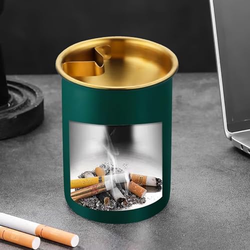 LAKSHMINARAYAN SALES Stainless steel Ash Tray for Cigarette, Stylish Ash Tray for Indoor or Outdoor Use, Ash Tray with Lid & Cigarette Holder, Durable Windproof Ashtray with Funnel Lid