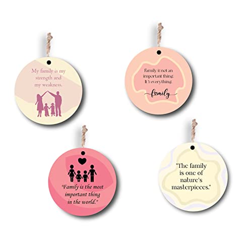 woopme® 4 PCs Family Quotes Printed Wall Hanging For Home Living Room Office Hall Wall Decor (8 x 8 Inch)