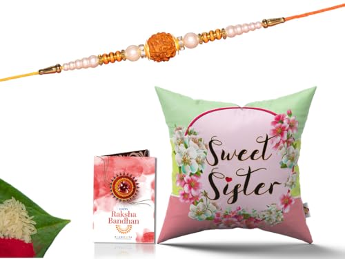 Pillow Rakhi for Brother with Gift - Rakhi with Rakhi Cushion with Filler Greeting Card- Rakhi for Brother, Gifts for Brother, Gifts for Rakhi, Gifts for Rakshabandhan Rakhi Gifts-CH-SIS-35-PB