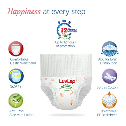 LuvLap Pant Style Baby Diapers, Large (L), 32 Count, For babies of Upto 9-14Kg with Aloe Vera Lotion for rash protection, with upto 12hr protection, Diapers