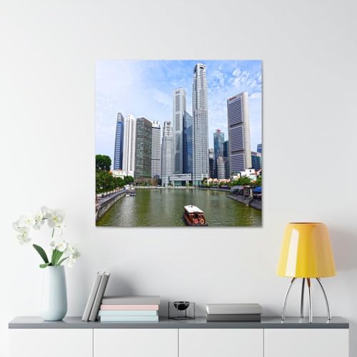 GADGETS WRAP Canvas Gallery Wrap Framed for Home Office Studio Living Room Decoration (17x17inch) - Singapore River