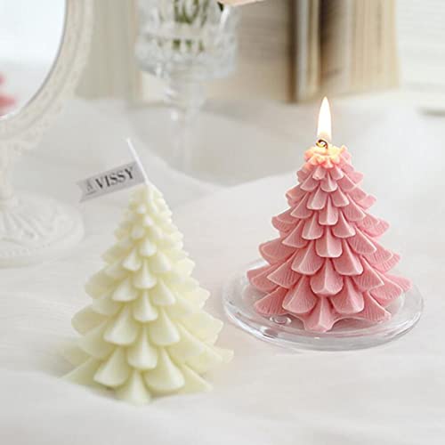 ATORSE® Christmas Tree Wax Scented Candle Creative Curve Home Decor Prop Milky White