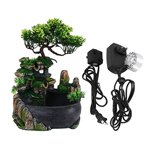 ATORSE® Desk Fountain Rockery Flowing Water Fountains with Light Ornament with Mist