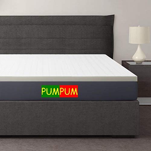 PumPum 1 Inch Memory Foam Mattress Topper with Premium Cover (72 X 35 X 1) White