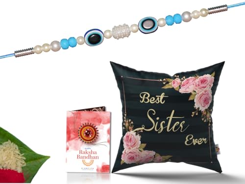 Pillow Rakhi for Brother with Gift - Rakhi with Rakhi Cushion with Filler Greeting Card- Rakhi for Brother, Gifts for Brother, Gifts for Rakhi, Gifts for Rakshabandhan Rakhi Gifts-CH-SIS-18-PC