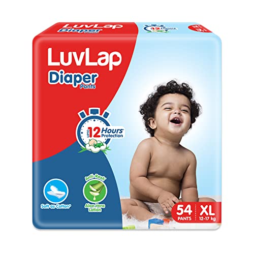 LuvLap Pant Style Baby Diapers, X-Large (XL), 54 Count, For babies of Upto 12-17Kg with Aloe Vera Lotion for rash protection, with upto 12hr protection, Diapers