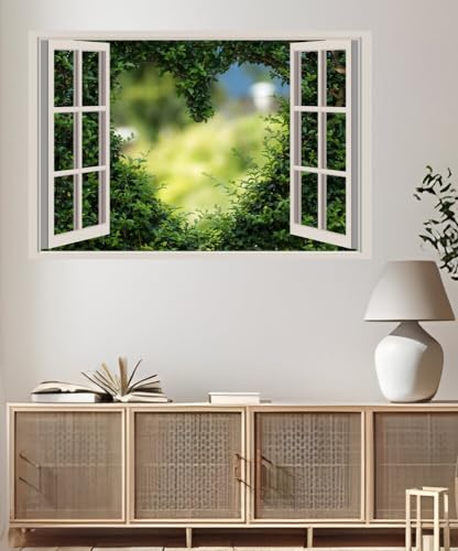 JVERF - JZZA28096 Shrubs Heart Template Greeting Card| Self-Adhesive Open Window Wall Sticker