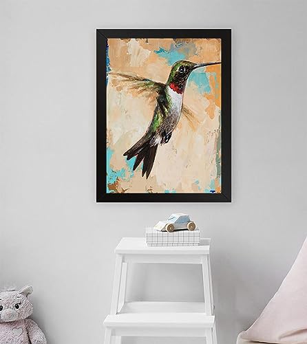 GADGETS WRAP Printed Photo Frame Matte Painting for Home Office Studio Living Room Decoration (11x17inch Black Framed) - Hummingbird