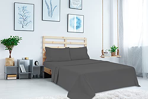 Royale Linen 6 Pack Flat Sheet Set - Top Sheet - Soft & Breathable - Brushed 1800 Microfiber - Wrinkle & Stain Resistant - Hotel Quality - California King Flat Sheet Sold Separately (Cal King, Grey)