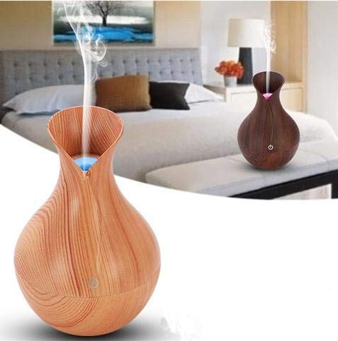 DALPHA Wood Grain Vase Style Aroma Diffuser Ultrasonic Cool Mist Big Pot Wooden Humidifier with LED Lights (Multicolor)