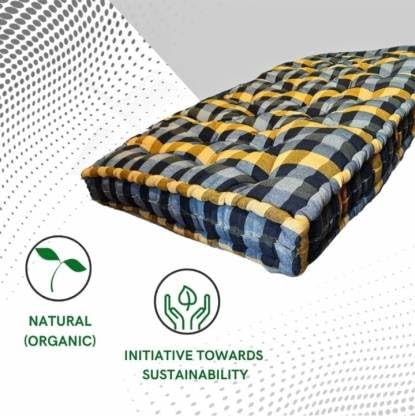 IMSMARTMART Real Cotton 5 inch Double Cotton MattressSoft Cotton Multicolor Mattress Gadda Single Bed Ideal Travel, Home, Dabha, Hotel, Marriage Hall (L x W: 72 inch x 48 inch)