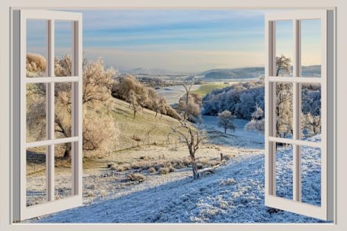 JVERF - JZZA22376 Germany Winter Scenery Bergweiler Frost| Self-Adhesive Open Window Wall Sticker