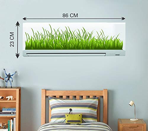 Divine Designs™ PVC Vinyl Self-Adhesive Grass AC Sticker for Living Room, Bedroom, Office Wall Decoration (10 X 33 INCH) Pack 1