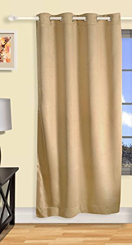 Swayam Blackout Door Curtain Set 1 for Bedroom, Guest Room - Thermal Insulator, Comes with Readymade Eyelets, Triple Layer Weave (7.5Ft) Noise Dampener, Machine Washable - Light Brown