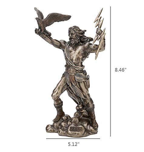 Veronese Design 8 1/2 Inch Greek God Zeus Thunderbolt Strike Cold Cast Resin Antique Bronze Finish Statue Home Decor