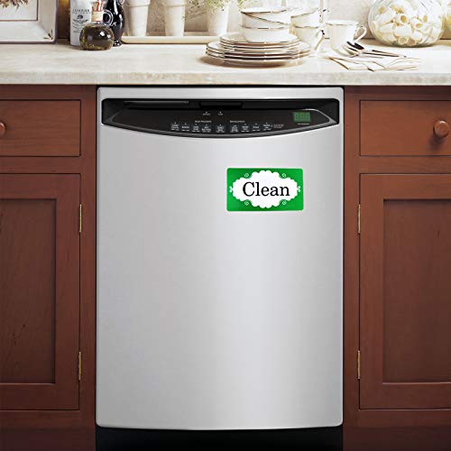 Dishwasher magnet cleaning dirty sign: strong magnet waterproof double-sided flip cover, can be used on stainless steel non-magnetic dishwasher-magnetic parts with adhesive (green)