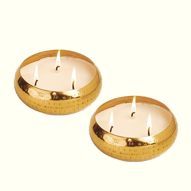 Urli Candle OUDH Scented Soy Set of 2 Three Wick urli Candle for Festive Occasion, Scented Soy Wax Candle for Diwali, Festive Occasion Candle, Home Decor Candle, Gifting Candle