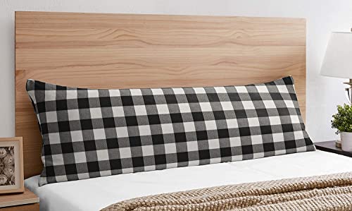 Full Body Pillow Insert Without Cover - Large Pillow for Adults - Breathable Long Side Sleeper Pillow for Sleeping （21× 48 inch）- Black and White Check Hug Pillow Big Soft Body Pillow.