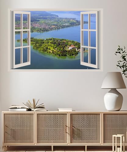 JVERF - JZZA21893 Germany Lake Island Lake Mainau Bodensee from| Self-Adhesive Open Window Wall Sticker