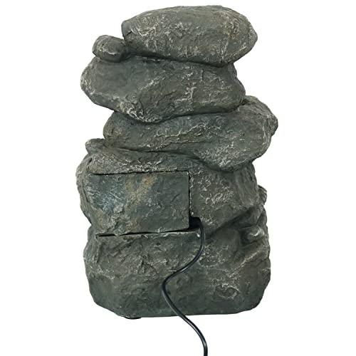 Sunnydaze Stacked Rocks Tabletop Water Fountain with LED Lights, 10.5 Inch