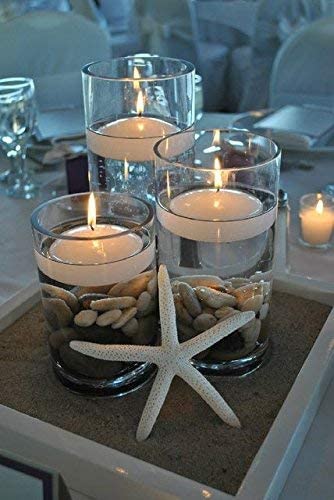 CIPHANDS 10 Hour Floating Candles, 3' White Unscented Dripless Wax Discs, for Cylinder Vases, Centerpieces at Wedding, Party, Pool, Holiday (24 Set)