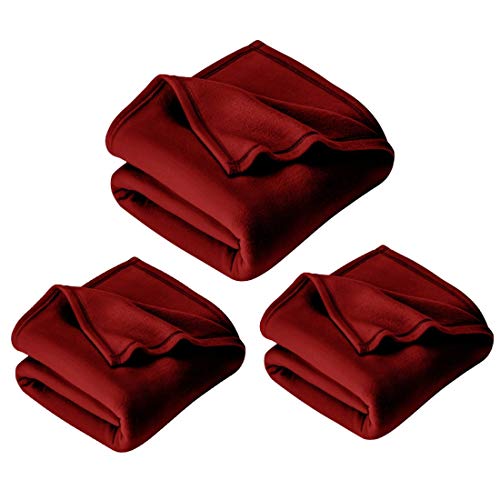 IVAZA New Glacial Microfiber All Season Polar Soft Warm Fleece Blanket for Home (Single Bed 60x90 Inches Set of 3 Maroon)