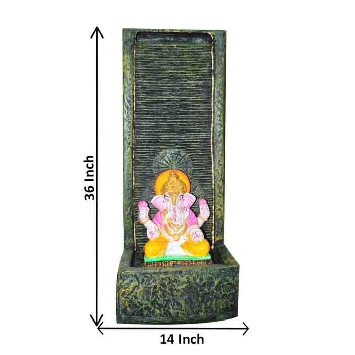 Art N Hub Lord Ganesha Home Decorative Fiber Best Home and Office Inauguration Gift Items | Built (36 x 33 x 92 CM | Textured Green & Golden)