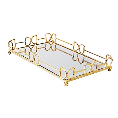 ATORSE® Retro Style Mirror Vanity Tray Cosmetic Jewelry Plate Serving Tray Decor