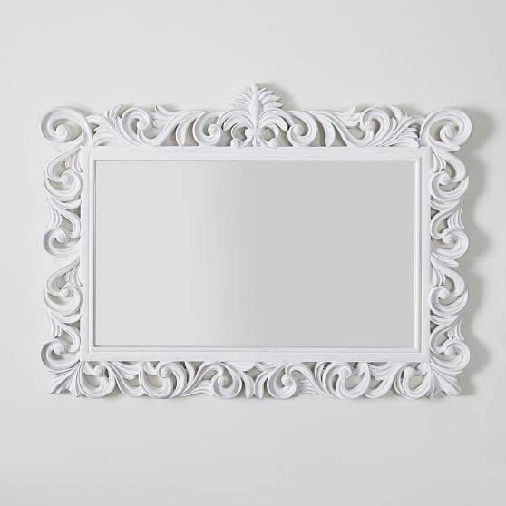 WoodIdea Wood Wall Decor Mirror Frame White White D 30 X 60 Inch Only Frame with Out Mirror