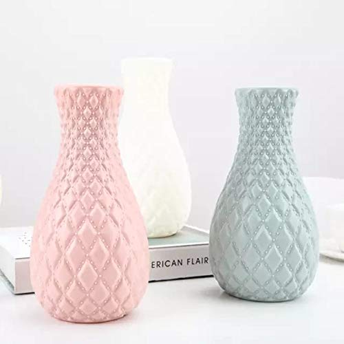 D MARK Unbreakable Flower Vase Simulation Glaze Plastic Vases for Home Decor Light Weight (Plastic, Multicolour)