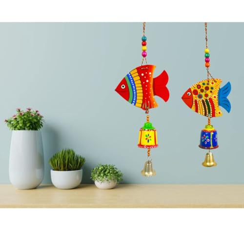 AADYA CREATION : Fish Hanging Rajasthani Traditional Handmade Hand-Painted Decoration Wind Chimes.