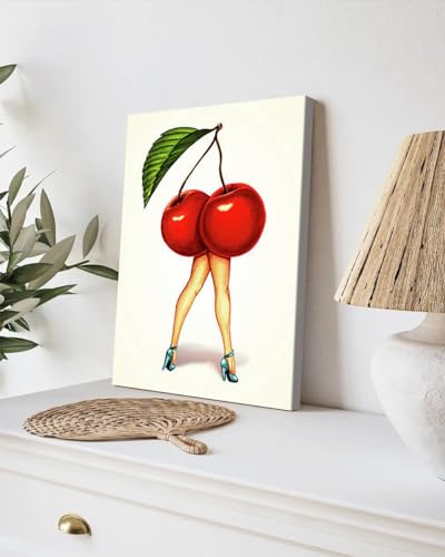 GADGETS WRAP Canvas Gallery Wrap Framed for Home Office Studio Living Room Decoration (9x11inch) - Fruit Stand Cherry