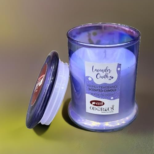 The Decor Affair 1 Pcs Artisan Crafted Glass Tealight Candleholders with Stunning Northern Lights-Inspired Pattern and Lavender Fragrance, Perfect for Creating a Magical Atmosphere.