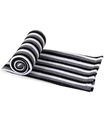 Nivasam Light Weight Black and White Stripe Fleece Blanket, Bedsheet for All Seasons Super Soft Plush and Luxurious AC Blanket Warm and Cozy (Single Bed, 1)