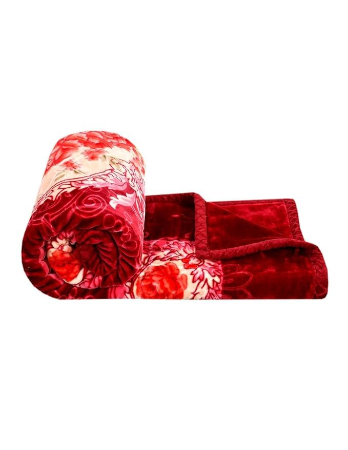 ALCITIC HOME Soft & Warm Floral Printed Mink Heavy Duty Luxury Ultra 2 Ply Double Bed Blanket for Winters. Very Beautiful Blanket