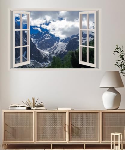 JVERF - JZZA24675 Mountains Slovakia Scenery Tatra Mountains Crag| Self-Adhesive Open Window Wall Sticker