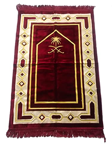 Weavers Villa Prayer Mat/Aasan/Meditation Mat/Multipurpose Velvet Rug Mats [Size: 70cm X 110cm] (Maroon)