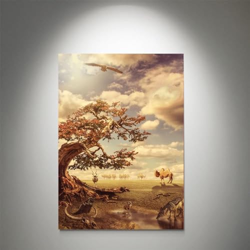 GADGETS WRAP Canvas Gallery Wrap Framed for Home Office Studio Living Room Decoration (11x17inch) - Animals In Dried Forest