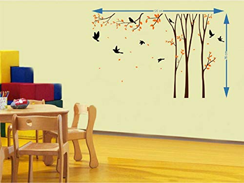 Silhouette of Birds with Tree and Birdcage Self Adhesive VinylWaterproof Decorative Wall Stickers for Hall, Bedroom, Kitchen and Furniture