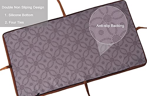 Augld 2 Pack Rectangle Vanity Stool Cushion Washable Non-slip Makeup Stool with Ties 11.8"x15.7" Grey