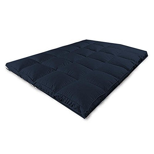 Jaipur Linen Double Bed Microfibre Mattress Padding/Topper with Waterproof and DustProof Mattress Cover/Mattress Protector for 5 Star Hotel Feel- Dark Blue-72 Inch X 72 Inch