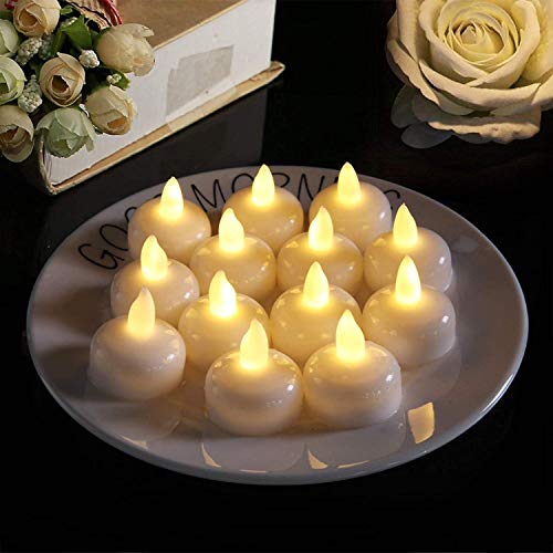 TAYLORED HOME Flameless Plastic Waterproof LED Candle Tealights, Float On Water LED Tea Lights for Diwali, Christmas Decoration, Functions, Wedding, Spa (12)